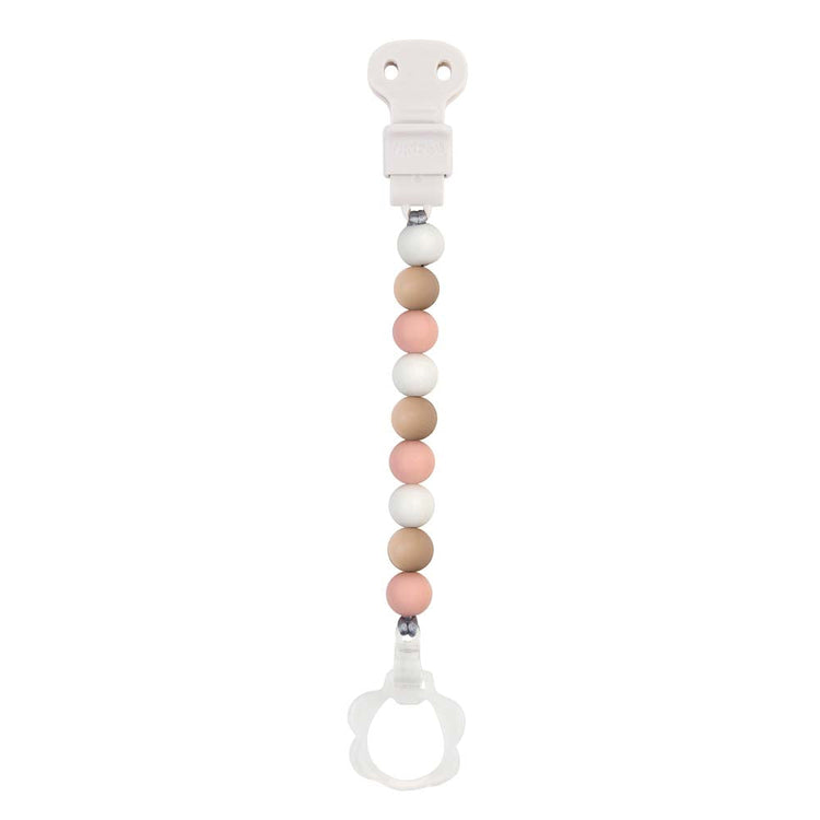 SILICON. Pacifier clip 25cm white / pink