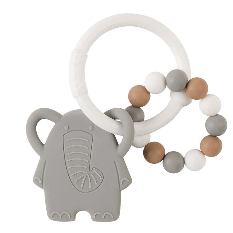 SILICON. Silicone teething ring Elephant (white-grey)
