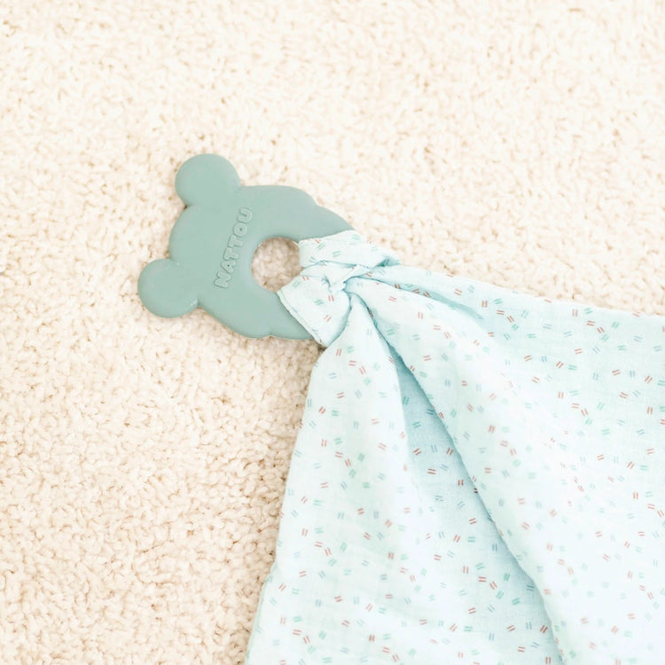Nattou. Comforter Doudou with Silicon Teether Silicone - Mint