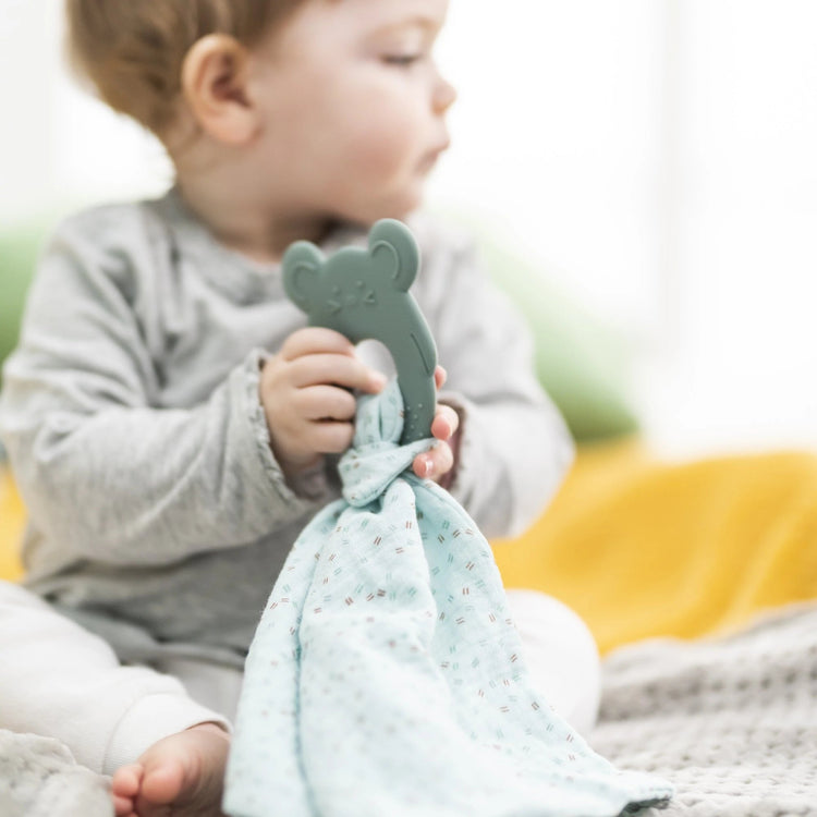 Nattou. Comforter Doudou with Silicon Teether Silicone - Mint