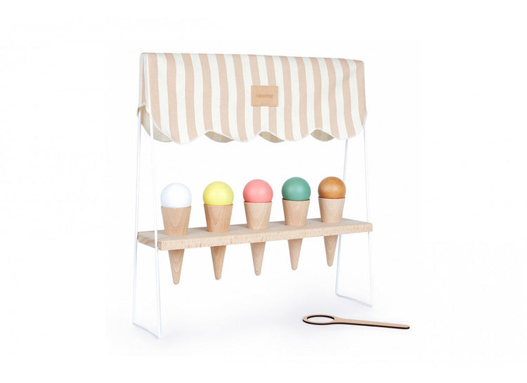 NEW ELEMENTS. Wooden Ice cream corner Taupe Stripes