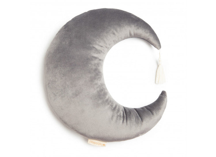 VELVET. Pierrot Moon Velvet Cushion Slate Grey