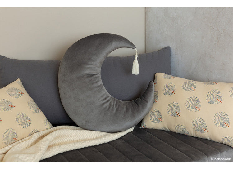 VELVET. Pierrot Moon Velvet Cushion Slate Grey