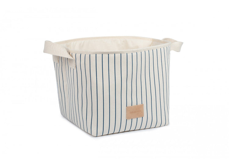 ST GERMAIN. Καλάθι Django μεγάλο Blue Thin Stripes/ Natural