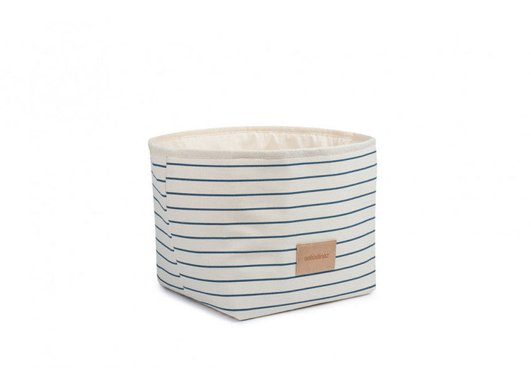 ST GERMAIN. Little Django Toy Basket Blue thin stripes natural