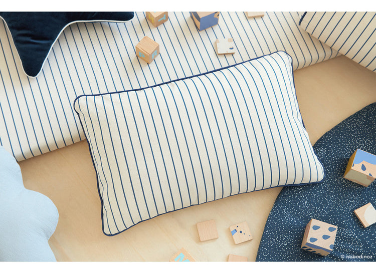 ST GERMAIN. Μαξιλάρι Jazz Blue Thin Stripes/ Natural 45X30