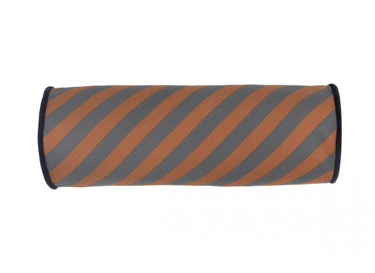 MAJESTIC. Μαξιλάρι κυλινδρικό Blue Brown Stripes 50x18 εκ.