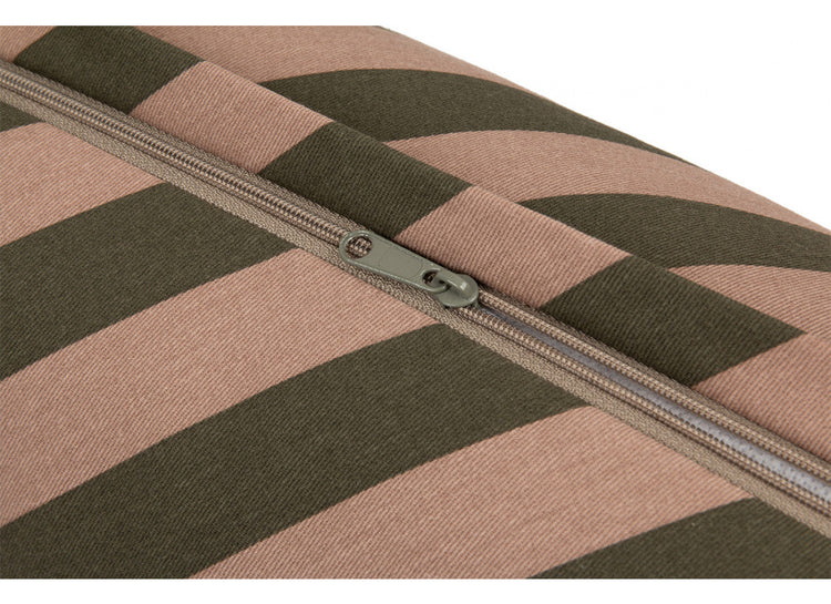 MAJESTIC. Cylindric cushion - Green Taupe Stripes 50x18 cm