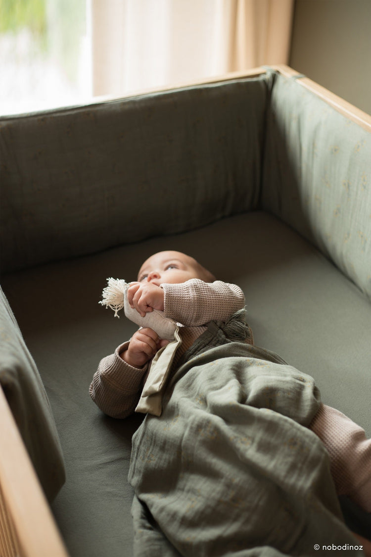 WABI SABI. Zipped cot bumper print Blossom Rosewood