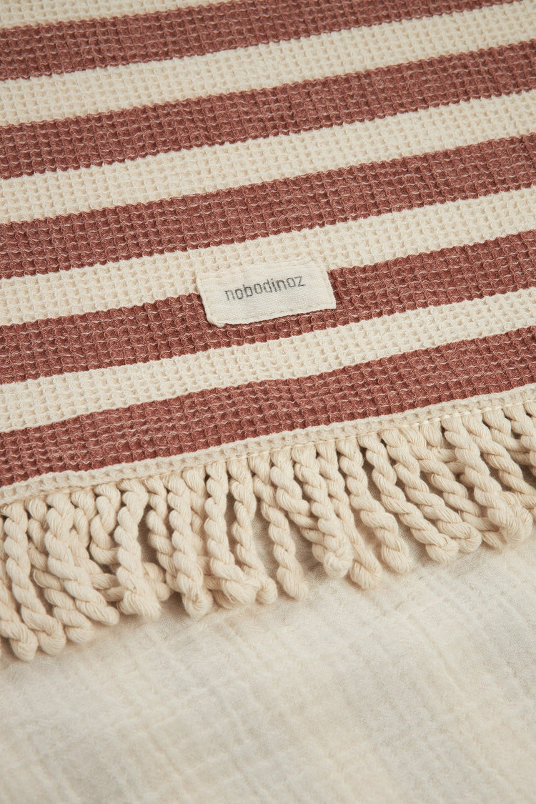 PORTOFINO. Πετσέτα παραλίας Rusty Red Stripes