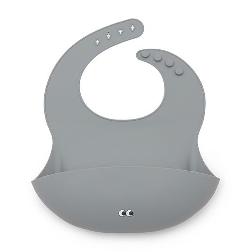 NOUI NOUI. Silicone Bib - Anthracite with icon eyes