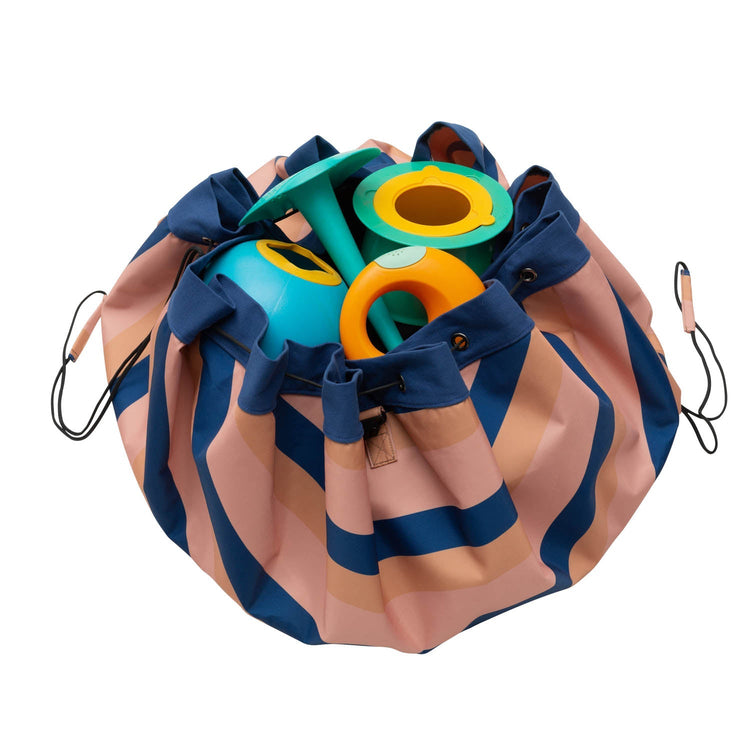 PLAY&GO. 2 in 1 storage bag and playmat. Outdoor Mokka Stripes