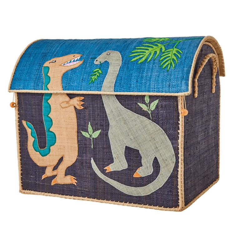 RICE. Large Raffia Storage House - Dinosaurs
