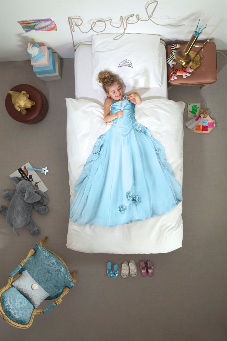 SNURK. Duver cover set Princess 140X200 - 50Χ70 (blue)