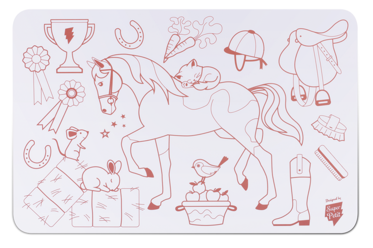 SUPER PETIT. Reversible colouring placemat set Poney Club