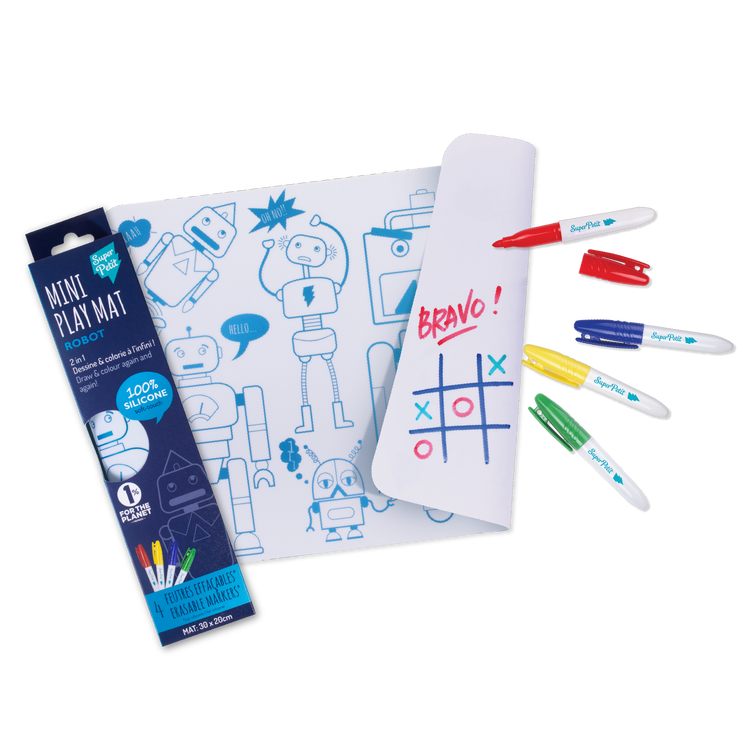 SUPER PETIT. Reversible colouring placemat set Robot