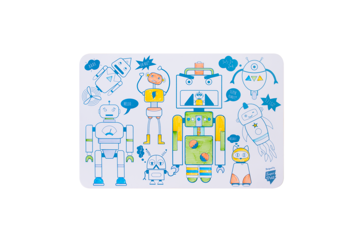SUPER PETIT. Reversible colouring placemat set Robot