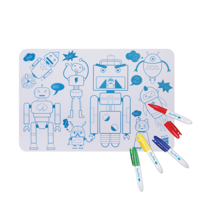 SUPER PETIT. Reversible colouring placemat set Robot