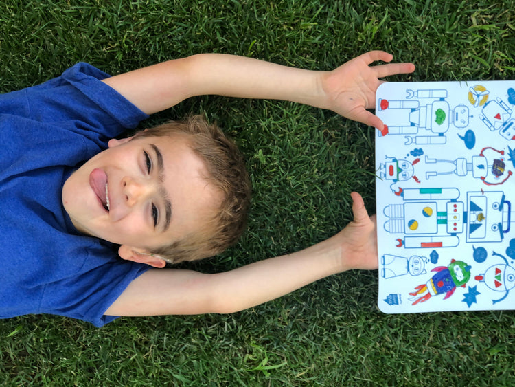 SUPER PETIT. Reversible colouring placemat set Robot