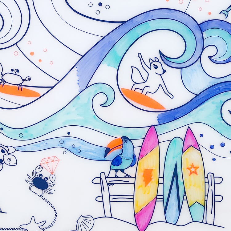 SUPER PETIT. Colouring placemat Artiste Surf