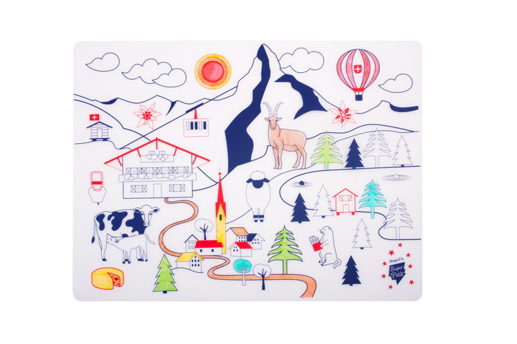 SUPER PETIT. Colouring placemat Artiste Swiss Mountains