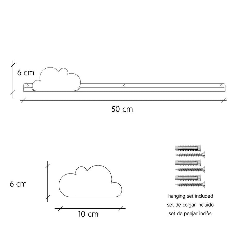TRESXICS. Large Wall Shelf & Cloud Stickers (Yellow)