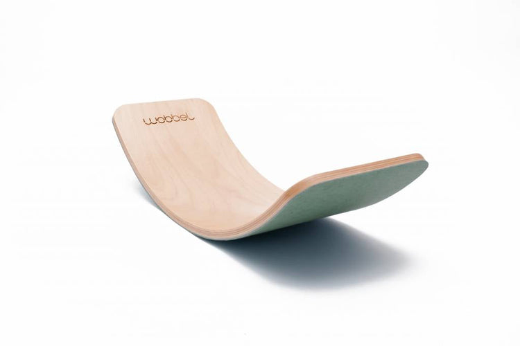 WOBBEL. Wooden Balance Board with Felt (Natural-Olive)